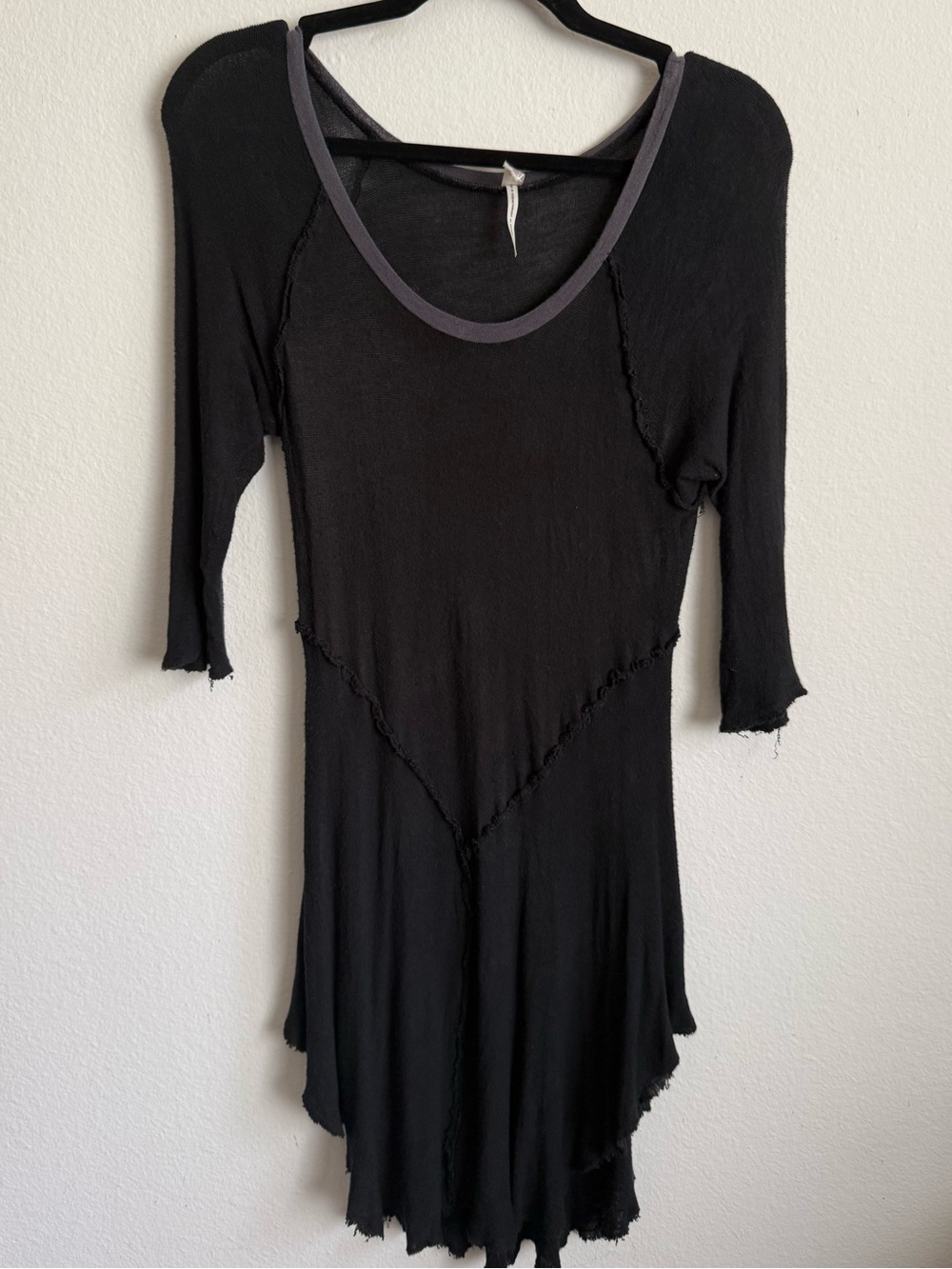 Intimately Free People Black Raw Seam Handkerchief Mini Dress M/L